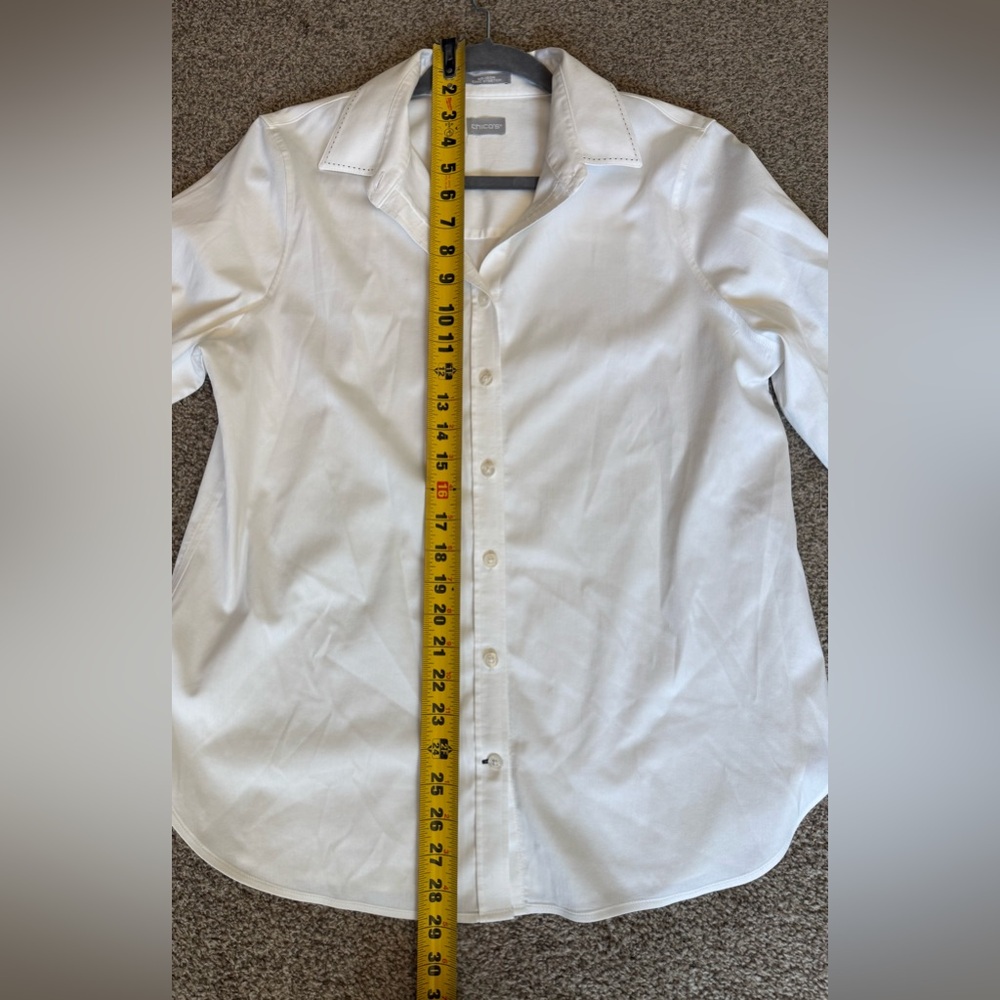 Chico's Classic White Collared Button-Up Shirt - image 5